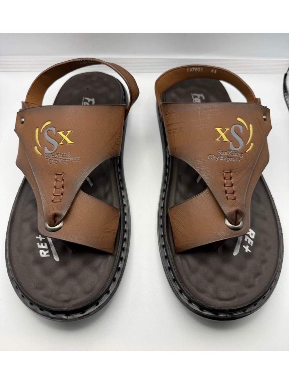 SanXiang City Express Men's Brown Leather Sandals Size 10.5